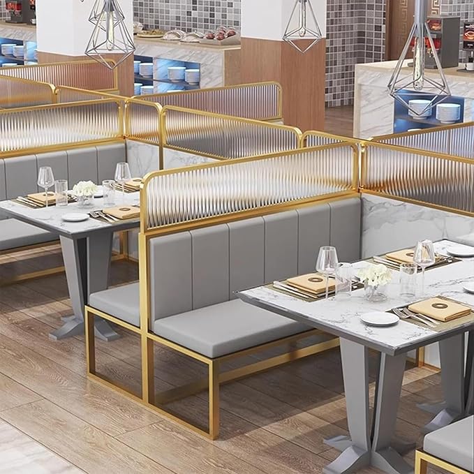 Countertop Low Fence Divide, Restaurant Decorative Partitions Grille,Dividers for Dining Areas,Gold Stainless Steels Frame Tempered Glass Panel, for Office, Restaurant, Hotel Bar (39.4 * 11.8IN)