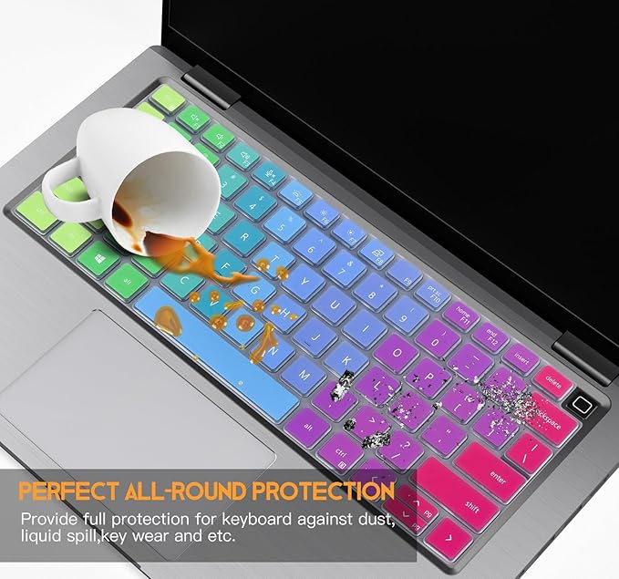 Colorful Keyboard Cover for Dell Latitude 5420 5430 5440 5450 3450 3440 14, Latitude 7440 7430 7420 7410 9420 9430 14, Latitud 7650 7640 16, Dell Latitude 9510 9520 7520 15.6" Laptop -Rainbow