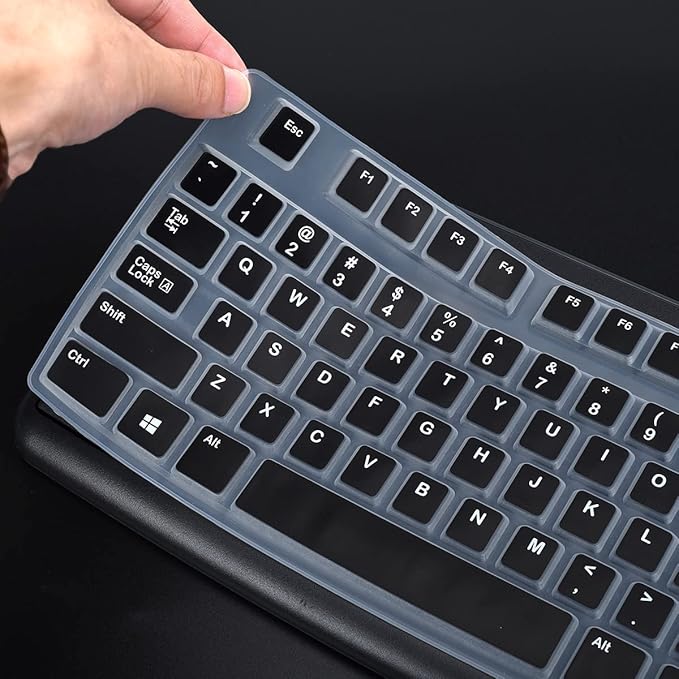 Keyboard Cover for Logitech K120 & MK120 Wired Keyboard, Ultra Thin Logitech MK120 & K120 Keyboard Skin Protector - Black