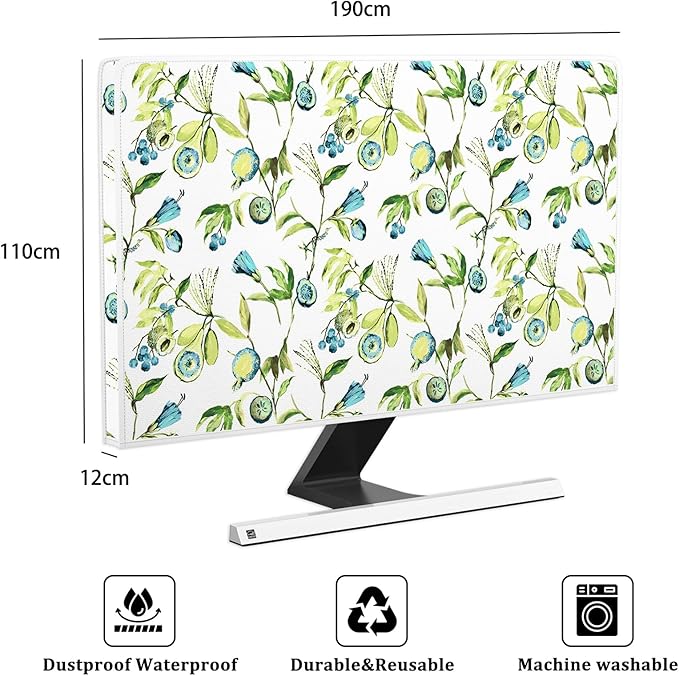 Waterproof Screen Television Dust Cover 80 Inch Anti-Static Protective Cover for LCD LED PC Desktop and Home Hanging TV Full Body Covers for TV Screen，Watercolour Blueberry Fruit
