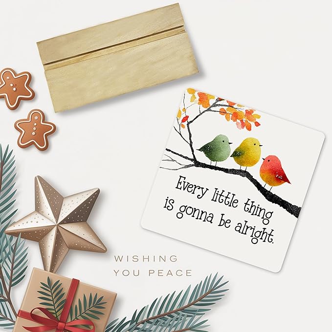 Inspirational Birds Desk Decor Sign, It's Gonna Be Alright Acrylic Plaque for Home Office