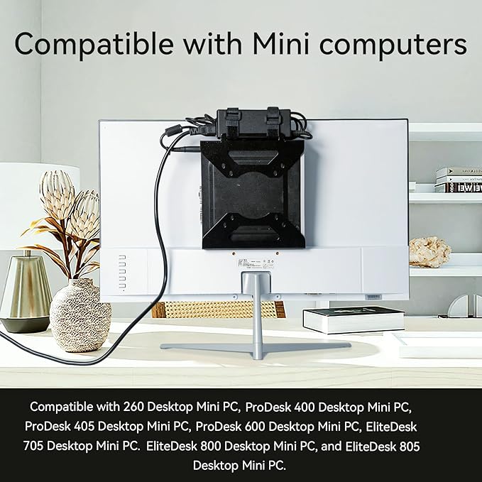 Mini PC Mount Compatible with HP 260 Desktop,ProDesk 400 405 600,EliteDesk 705 800 805 Mini PCs VESA Mount Adapter Wall and Under Desk