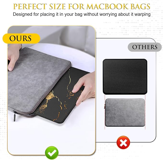 JIKIOU Mouse Pad with Non-Slip Rubber Base, Premium-Textured & Washable Computer Mousepad with Stitched Edges, Mouse Pads for Computers, Laptop, Gaming, Office & Home, 10.2 x 8.3 in Yellow Gilding