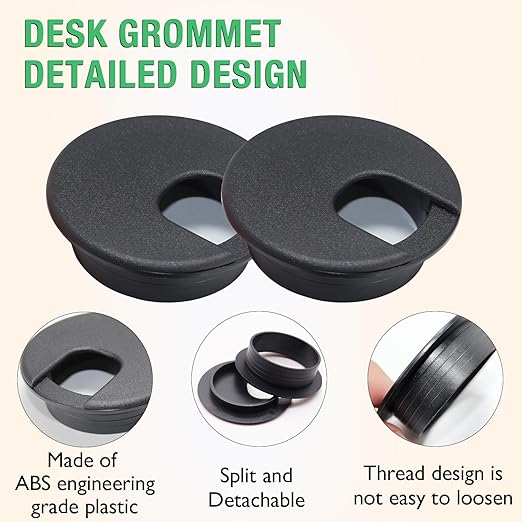 EASYEAH 10 Pcs Desk Grommet 1-1/2" / 38 mm, Desk Cord Hole Cover, Cable Grommet ABS Plastic, Desk Hole Grommet for Home & Office Pc, Detachable Cable Cord Organizer-White