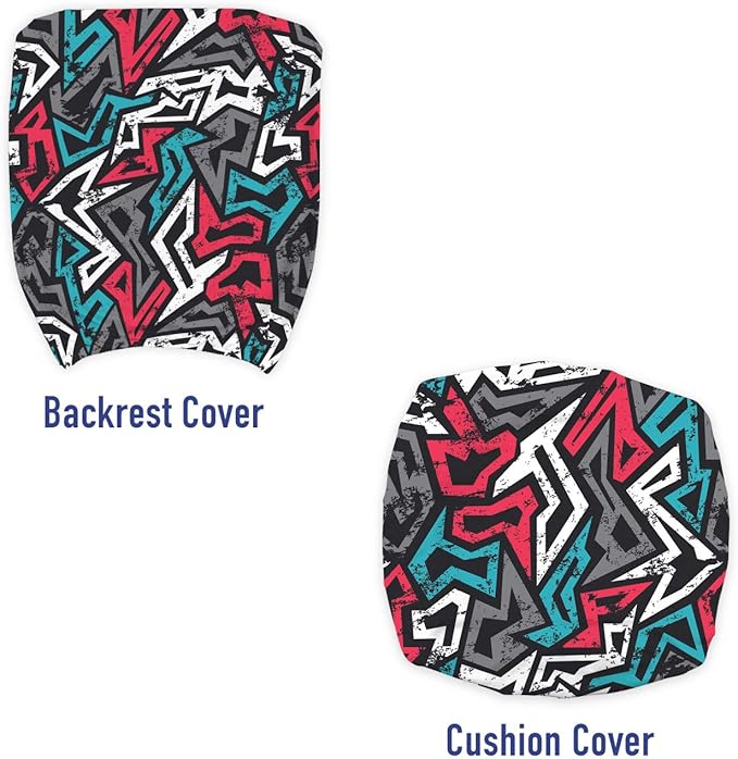 Ambesonne Grunge Office Chair Slipcover, Abstract Shapes in Graffiti Art Style Underground Hip Hop Culture Funky Street Wall, Protective Stretch Decorative Fabric Cover, Standard Size, Dimgrey Coral