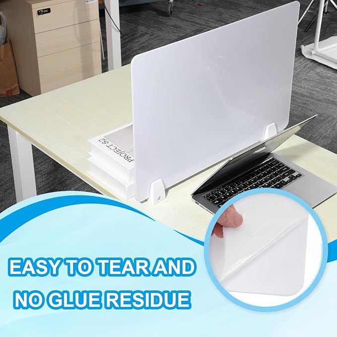 PATIKIL 40x60cm Desk Divider, 2 Sets Desk Privacy Panel Acrylic Office Partition Boards Table Testing Dividers Portable Panel Sneeze Guard Protective Shield for Office Kitchen Sink, White