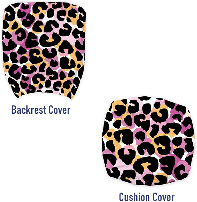 Ambesonne Leopard Print Office Chair Slipcover, Abstract Wild Exotic Animal Skin Pattern in Style with Vibrant Color, Protective Stretch Decorative Fabric Cover, Standard Size, Pink Black