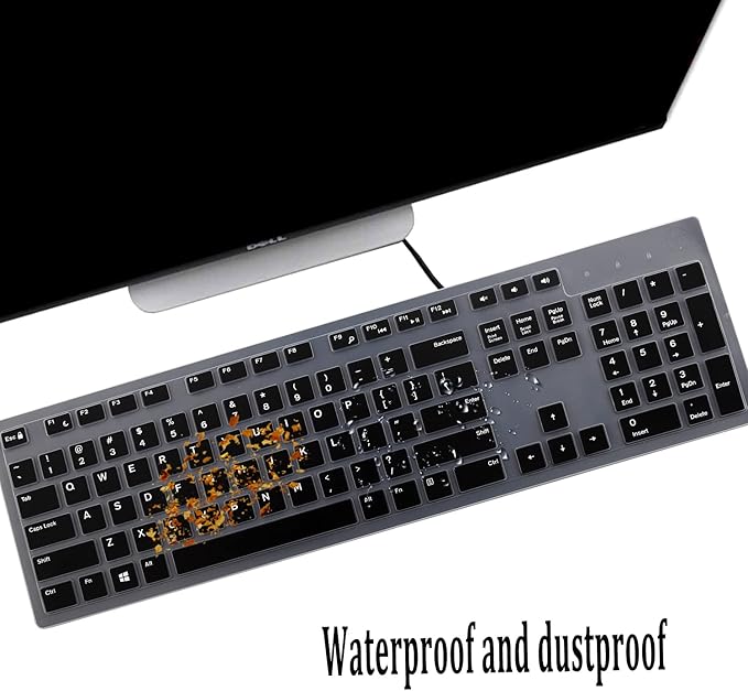 i-Tensodo 2PCS Keyboard Cover for Dell KB216 KB216p KB216d KM636 Keyboard/Dell Optiplex 5250 3050 3240 5460 7450 7050 /Dell Inspiron AIO 3475 3670 3477 7700 Desktop Keyboard