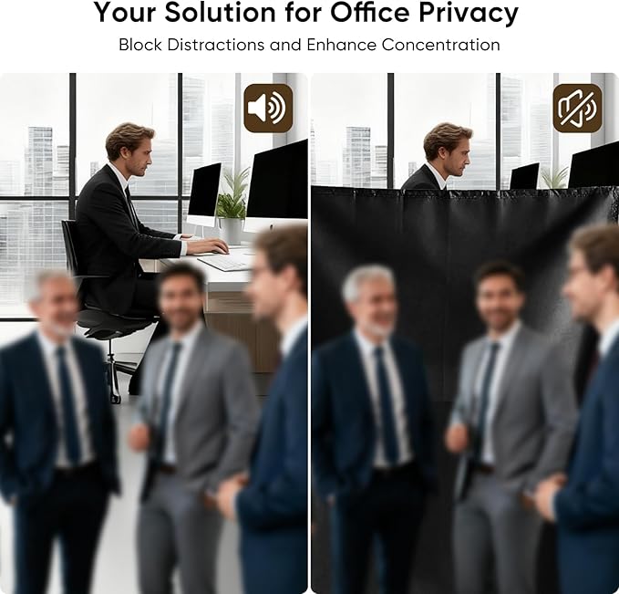 72" W x 66" H Cubicle Curtain for Office Privacy Curtains for Room Divider Door, Desk Shade for Cubicle to Block Ligh, Temporary Door for a Room Privacy, 1Pcs with 4 Hook, Black