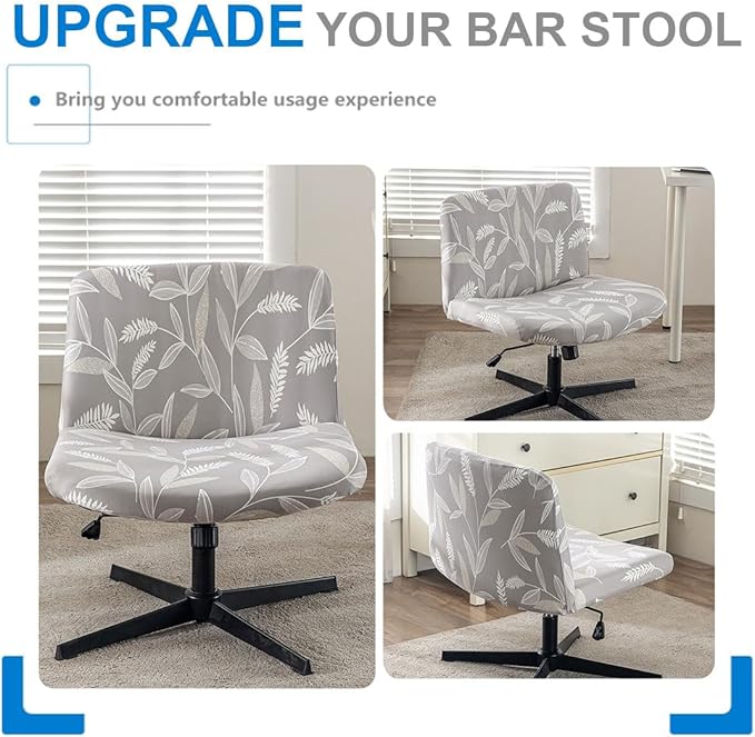Levoberg Armless Criss Cross Office Desk Chair Cover Slipcovers Printed Vanity Desk Chair Covers Armless Cross Legged Wide Chair Covers Accent Mid Back Wide Swivel Task Chair Protector #14