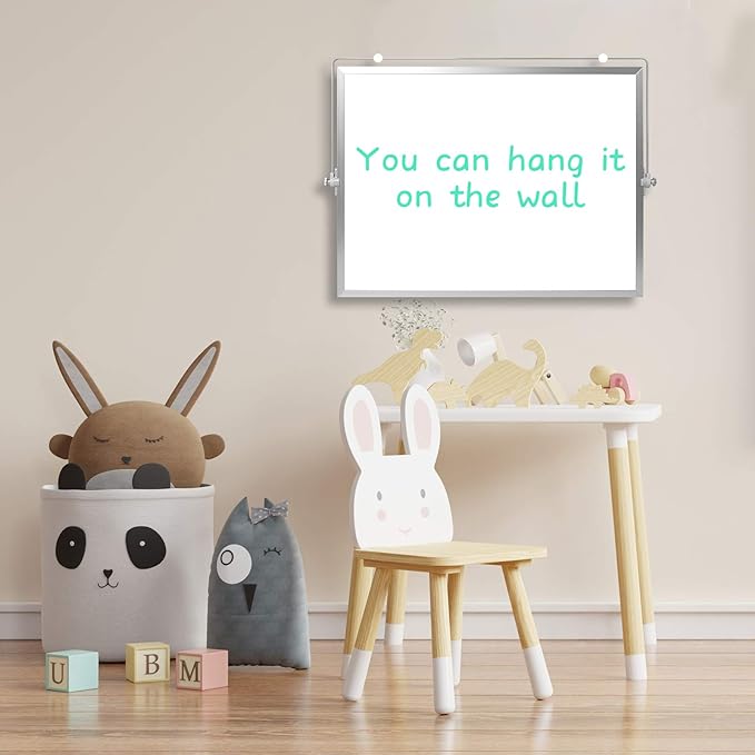 GMAOPHY Dry Erase White Board, 16inX12in Large Magnetic Desktop Whiteboard with Stand, 10 Markers, 4 Magnets, 1 Eraser, Portable Double-Sided White Board Easel for Kids Memo to Do List Desk School