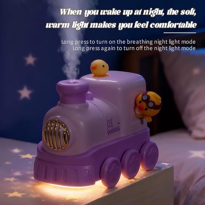 Portable Mini Humidifier,300ml USB Desktop Personal Cool Mist Small Humidifiers,2 Mist Modes,Auto Shut-Off,Mute for Bedroom/Home/Nursery/Office,Cute Mini Humidifier With Night Light (Purple)