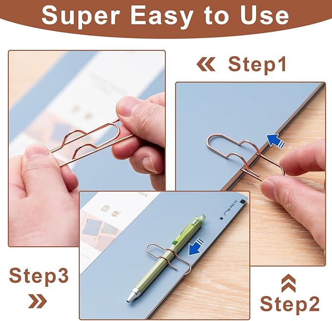 24 Pack Pen Holder for Notebook, Multi-Purpose Metal Paper Clip Pencil Holder, Easy to Use for Office,School,Bank,Classroom Must Haves,Teacher Supplies Accessories,Desk Organizer,Small Gift