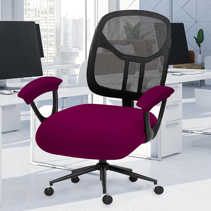 Stretchable Desk Office Chair Seat Cushion Covers & Armrest Covers - Universal Spandex Computer Chair Slipcover - Removable Washable Cushion Protectors Anti-scratch for Dogs, Cats, Pets