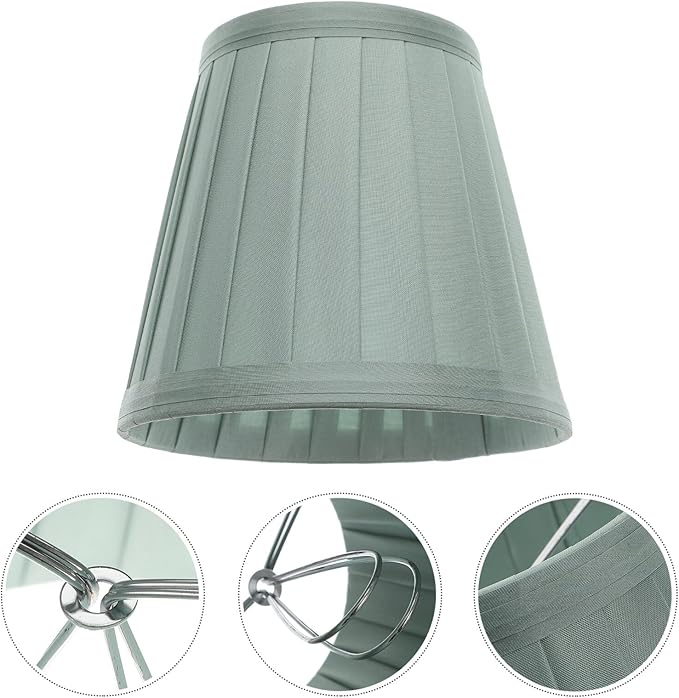 Hemobllo Clip-On Mini Lamp Shade 5x5x3In Green Fabric – Pleated Light Diffuser for Table & Floor Lamps, Space-Saving Accent for Bedroom, Living Room