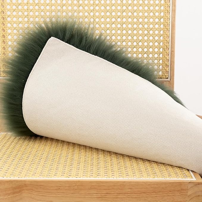 LLB Sheepskin Chair Covers - Office & Dining Room Chair Pads - 18x18 Inch, Dark Green