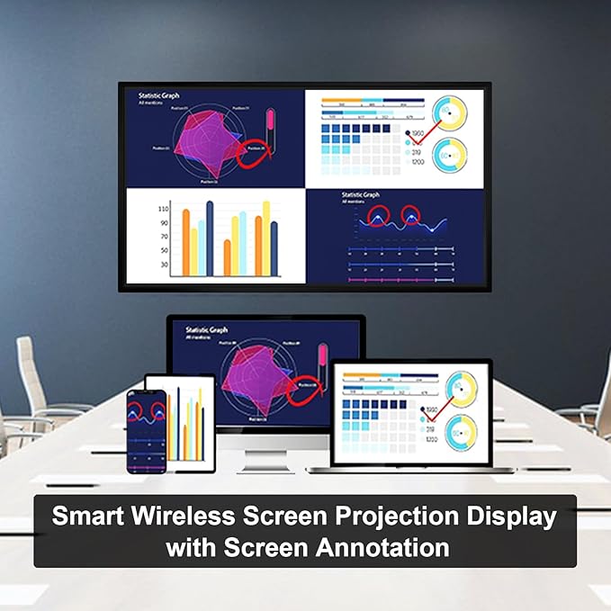 55" Smart Board, Electronic Interactive Smartboard for Classroom, Screen Mirroring, Android iOS 12, Digital Whiteboard for Presention Annotation Live Streaming(Wall Mount Included)