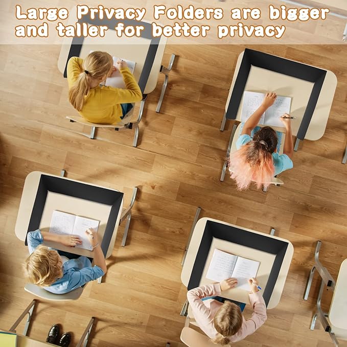 Gueevin 30 Pcs Classroom Desk Dividers for Students Test Privacy Folders for Better Focus Overall Size 13" x 20" x 17" School Testing Study Cardboard (Brown,Black)