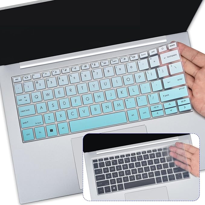 2PCS Keyboard Cover Skin for HP EliteBook 830 835 840 845 1040 G9 G10 13.3 & 14 inch 2025-2022, HP EliteBook 14 inch Keyboard Protector(Not fit 840 845 1040 G11 G8 G7 G6 G5 G4 G3),Gradual Mint+Clear