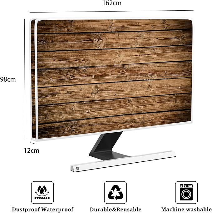 Rustic Brown Wood Board Waterproof Television Cover 70 Inch Full Body Cover for TV Screen LCD LED Dust-Proof Anti-Scratch Anti-Static Protective for Screen TV