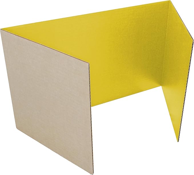 Flipside Products 12”x 48” Yellow Study Carrel, Privacy Boards, Student Privacy and Focus Booth for The Classroom, Desk Divider Cubby for Tests, Made in USA - 12 Pack