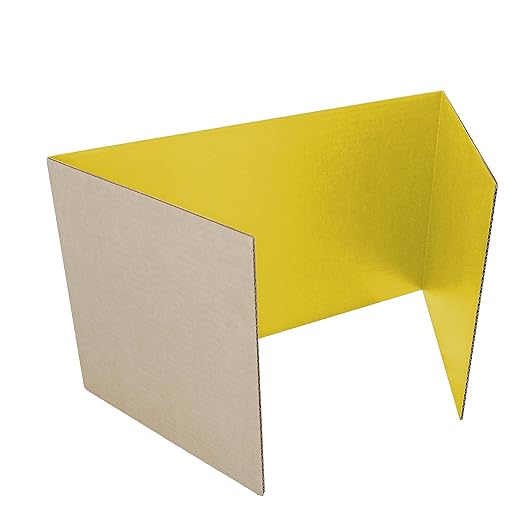 Flipside Products 18”x 48” Yellow Study Carrel, Privacy Boards, Student Privacy and Focus Booth for The Classroom, Desk Divider Cubby for Tests, Made in USA - 12 Pack