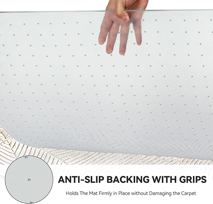 Office Chair Mat for Carpet with Lip, Flat Shipping Heavy Duty Hard Clear Chair Mats, Under Desk Protector Floor Mat, Smooth Glide Plastic Rolling Computer ChairMat (32x48 Inch)