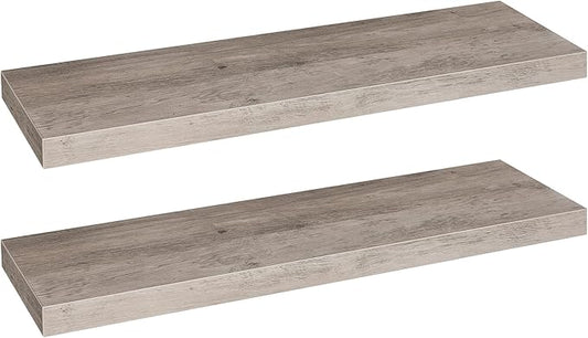 HOOBRO Floating Shelves for Wall, Wall Mounted Shelf Set of 2, 31.5" Hanging Shelf with Invisible Brackets, for Wall Decor Storage in Bathroom Bedroom Kitchen Living Room Office, Greige BG80BJP201
