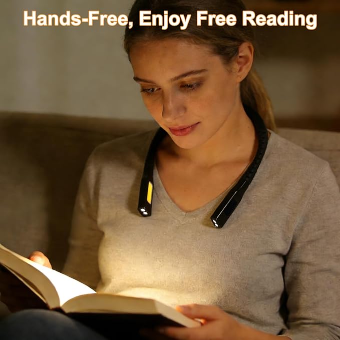 Book Light, 3-Color & 9-Brightness Reading Light, Bendable Neck Light, 60-hr Lasting Rechargeable Lamp, Perfect Book Light for Reading in Bed, Knitting, Camping (Side Light, 1)