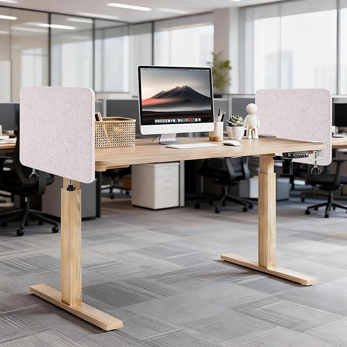 Desk Divider, Clamp On Felt Desk Privacy Panels, Acoustic Sound Absorbing Desk Partition for Office Desk, Reduce Distractions, Oatmeal, 2 Pack, 16 x 24 in