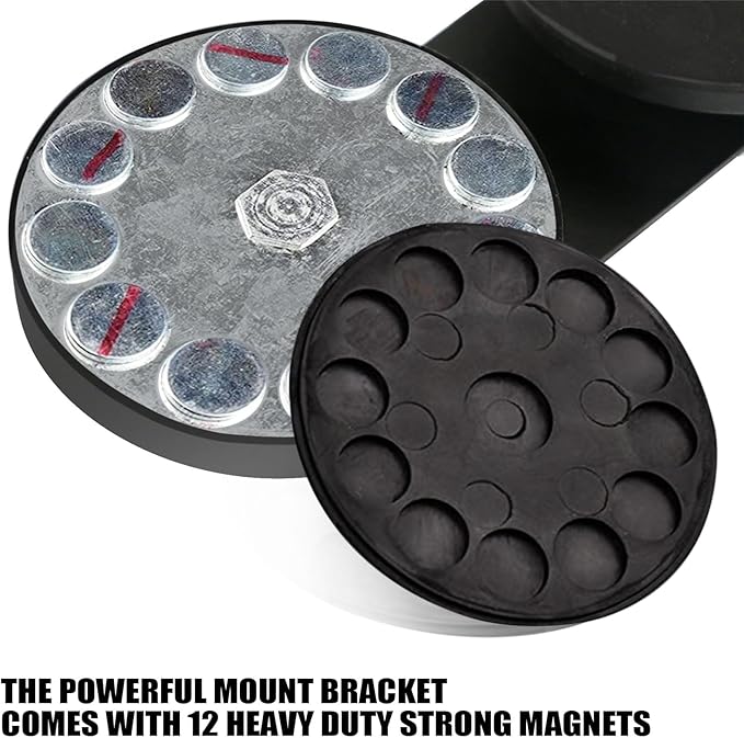 PACEWALKER Magnetic Light Bar Mount 2PCS Universal Work Light Mounting Brackets Strong Sucker Holder W/Rubber Boot for Off-Road Driving Lamp, Emergency Light Roof Light Bar SUV