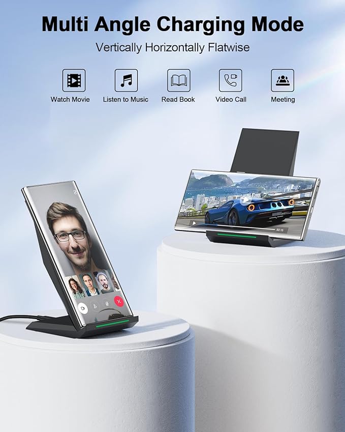 NANAMI Fast Wireless Charger with USB Phone Charger, Charging Stand with 20W PD Adapter for iPhone 17/17 Pro/17 Pro Max/16/16 Plus/15/14/13, 10W for Samsung Galaxy S26/S26+/S25/S24/S23/S22/S21
