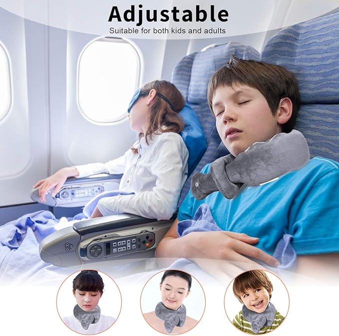 Travel Pillow/Vibration Wrap Neck Massage,Airplane Pillow Portable Battery Operated Adjustable Vibrating Pillow for Neck Pain Relief,Gift for Parents(Vibration)