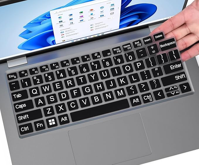 Large Print Keyboard Cover for Dell Latitude 7420 7430 7440 7450 7410 14", Latitude 3440 3450 5450 5440 5420 5430 5431, Latitude 9420 9430 14, Latitude 9510 9520 7520 15" Laptop -Black