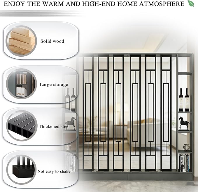 Room Divider with Shelves, Entrance Hall Partition Screen Column Floor to Ceiling - Freestanding Room Divider with Storage Shelf (C Gray + Black+C Gray + Black, 47.2in / 120cm+47.2in / 120cm)