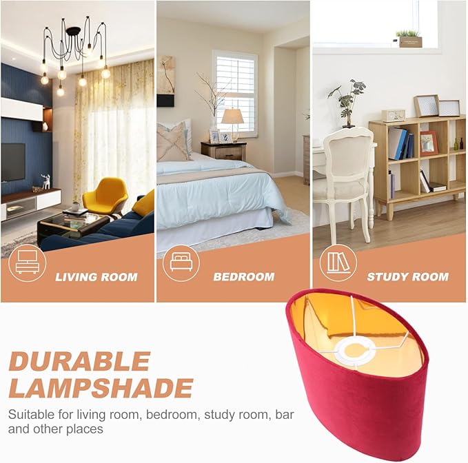 KALLORY 1pc Simple Oval Lampshade Cloth Lamp Cover for Bedside and Table Lamps Elegant Design for Home Hotel and Study Decor and Multipurpose Use Fine Workmanship