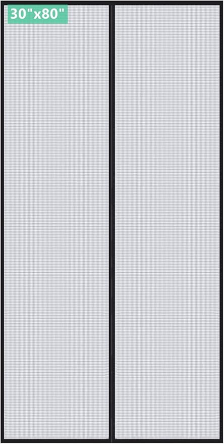 DOOREASY Magnetic Screen Door, New Upgraded Polyester Heavy Duty Mesh Door with Full Frame Hook & Loop, Enjoy Air Fresh, Screen Size 32" x 81", Fit Door Size 30 x 80 inch