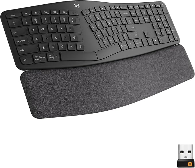 Logitech Ergo K860 Wireless Ergonomic Keyboard & Lift Vertical Ergonomic Mouse, Wireless, Bluetooth or Logi Bolt USB Receiver, Quiet clicks, 4 Buttons - Graphite