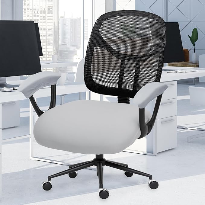 DIVA EN CAMINO DEC Office Chair Seat Cushion Covers with Armrest Covers - Universal Spandex Computer Chair Slipcover - Removable Washable Cushion Protectors Anti-Scratch for Dogs, Cats, Pets