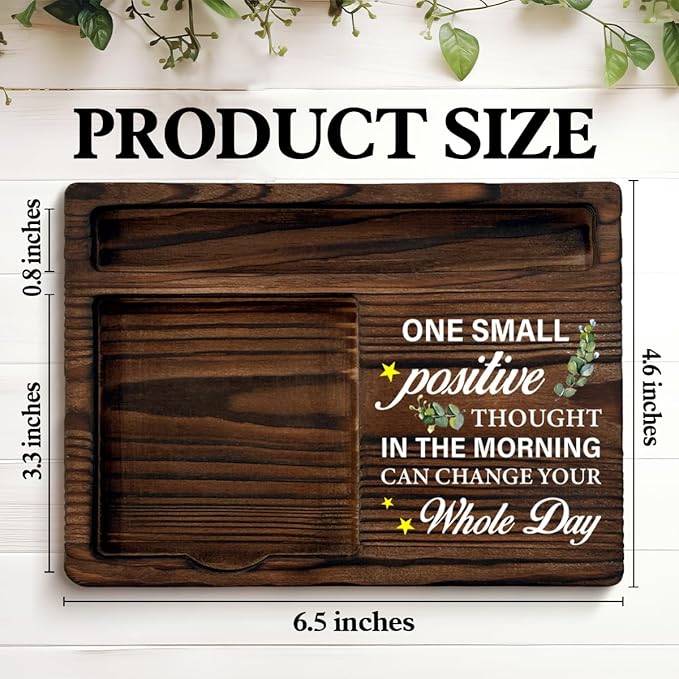 Motivational Gifts for Women Men Coworker, Inspirational Sticky Note Holder One Small Positive Thought in the Morning Can Change Your Whole Day Post it Note Dispenser for Office Home Desk Decor