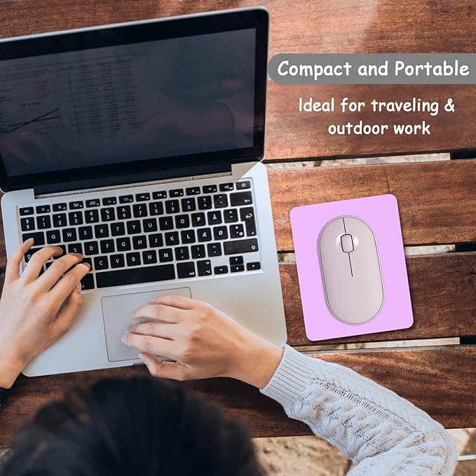Dapesuom Small Mouse Pad, 5 x 6 Inch Thick Rubber Premium-Textured Non-Slip Portable & Washable Mini Mouse Mat for Women Men Wireless Laptops Keyboard Tray Gaming Work Computer Office Travel, Purple