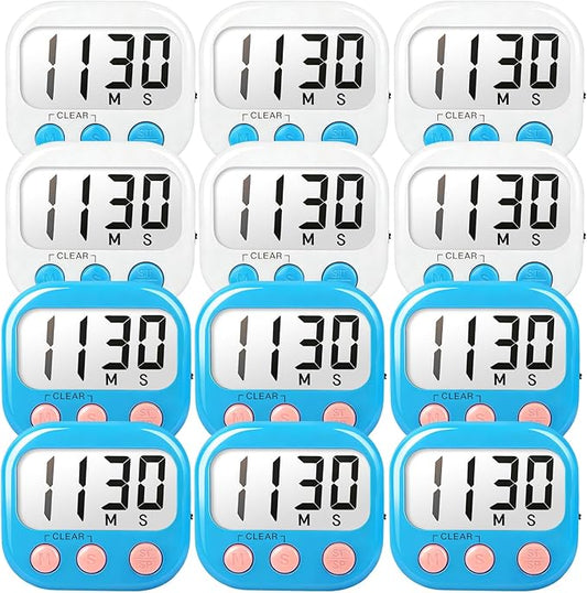 Classroom Timers for Teachers Kids Large Magnetic Digital Timer Teacher Supplies 12 Pack-Blue White