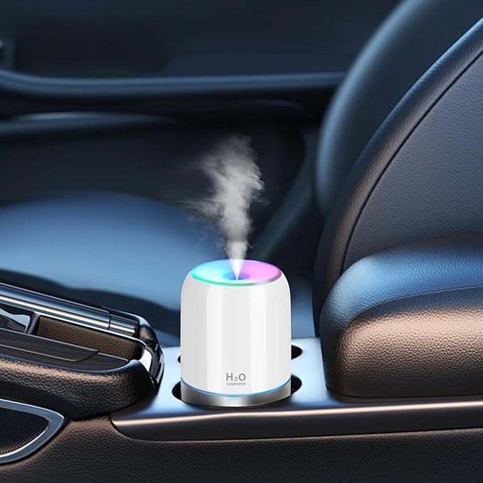 Mini Humidifiers for Bedroom, 200ml Small Humidifier for Home Plant, Room Humidifiers for Bedroom Auto Shut-off Top Fill Humidifier for Car Office Desktop, White