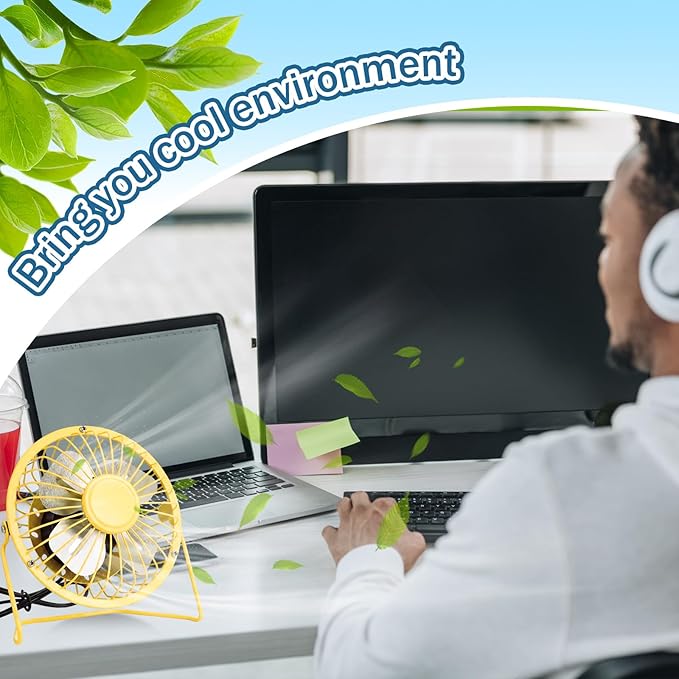 Glooglitter 8 Pcs 4" USB Small Fan Powerful Quiet 360° Adjustable Rotation Personal Metal Mini Desk Fan Summer Electric Ideal for Home Office Bedroom Desk Airflow Cooling, USB Powered Only(Cute Color)
