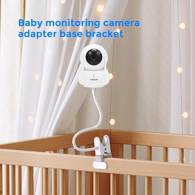 Flexible Baby Monitor Mount for VTech VM924/923, Universal Crib Camera Holder with Custom Adapter, Heavy Duty Gooseneck Nursery Stand, Twist-Lock C-Clamp No Drill Wall Shelf Attachment