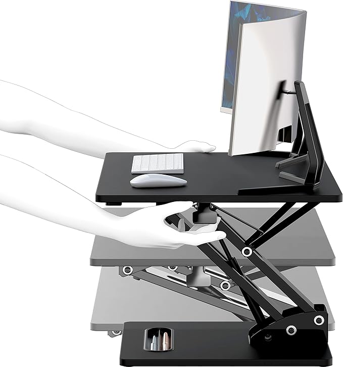 SHW 28" Over Desk Height Adjustable Standing Desk, Black