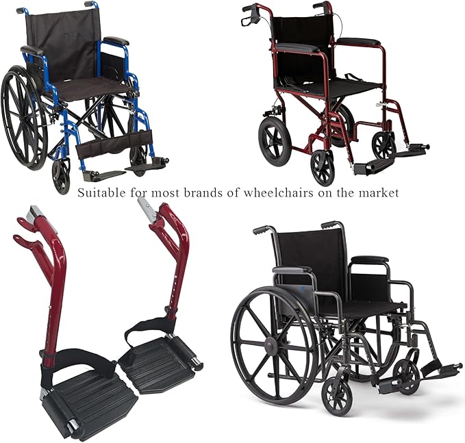 Wheelchair Footrest, Wheelchair Replacement Part with Heel Ring for Standard Wheelchairs(Red)