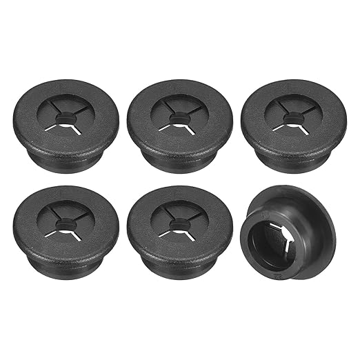 uxcell 6 Pcs Cable Cord Grommet, 7/8 Inch (22mm) Desk Grommet Flexible Rubber Grommets Wire Hole Cover Pass Through for Office Computer Desk Wire Organizer, Black