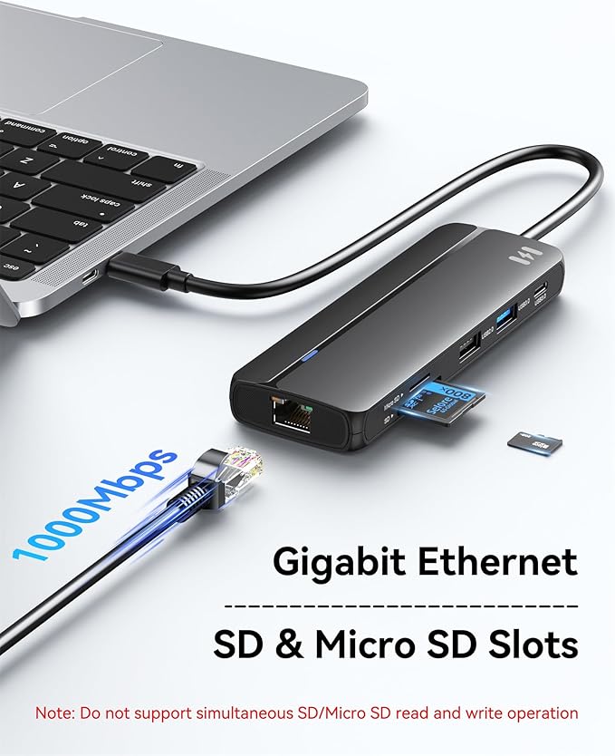 Selore Docking Station for MacBook Pro/Air, 10-in-1 Dual HDMI Adapter for Mac, USB C Hub for MacBook Docking Station Dual Monitor with 2 HDMI, Ethernet, PD,USB-C, 2 USB-A, SD/TF for M1/M2