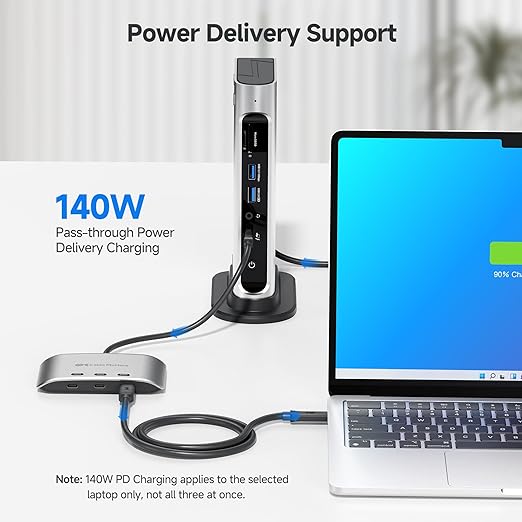 Cable Matters 20Gbps USB C Switch, 3-in-1-Out, Supports Up to 8K@30Hz on Windows, 4K@60Hz on macOS, 140W PD, for Sharing a USB-C/Thunderbolt 4 Monitor or Dock (Not Work with Captive Cable Docks)